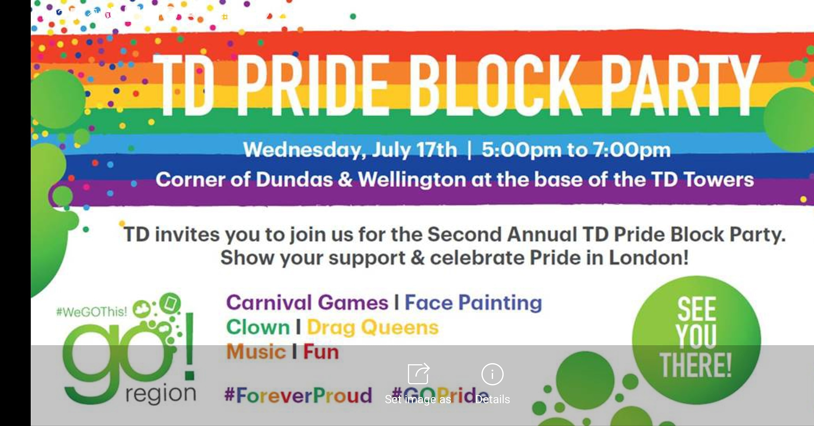 QueerEvents.ca - London event listing - TD Pride Block Party - event banner