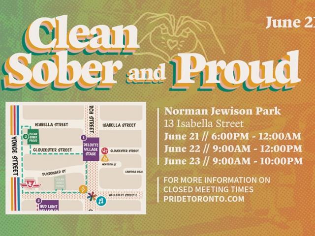 QueerEvents.ca - Toronto event listing - Clean, Sober & Proud 2019 event banner