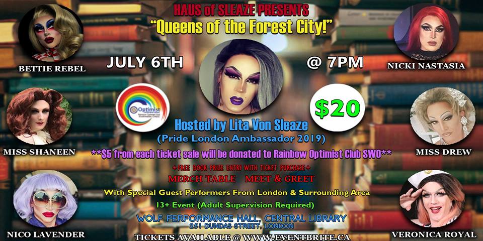 QueerEvents.ca - London event listing - Queens of the Forest City Drag Show event banner