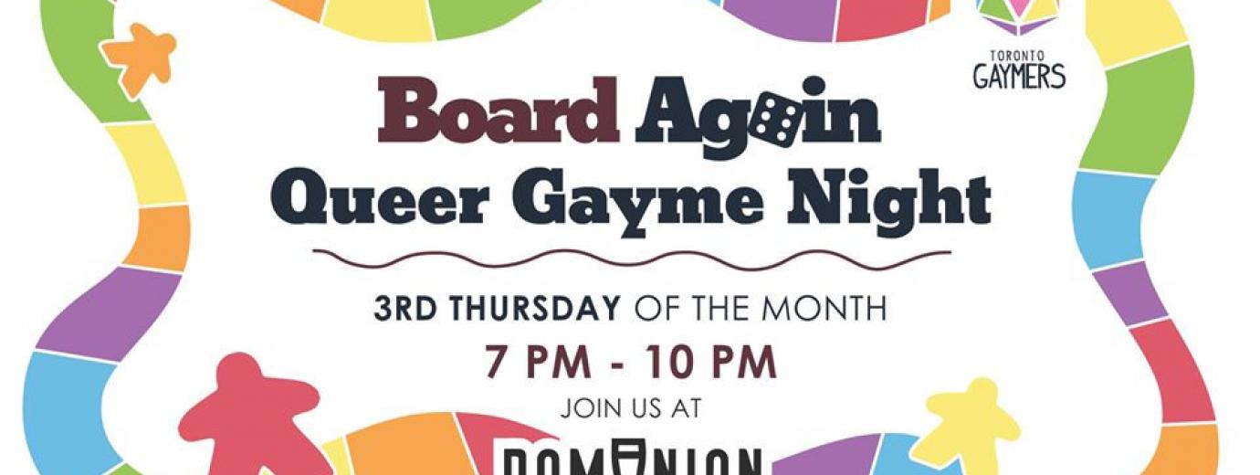QueerEvents.ca - London event listing - Queer Gayme Night - monthly event banner