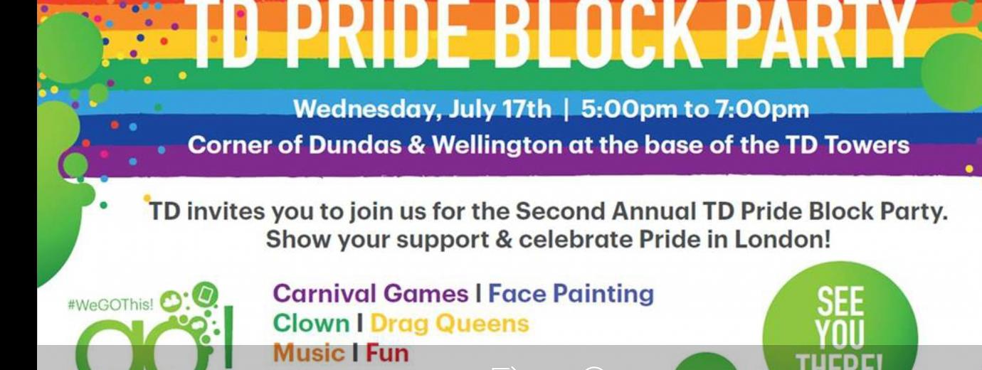QueerEvents.ca - London event listing - TD Pride Block Party - event banner